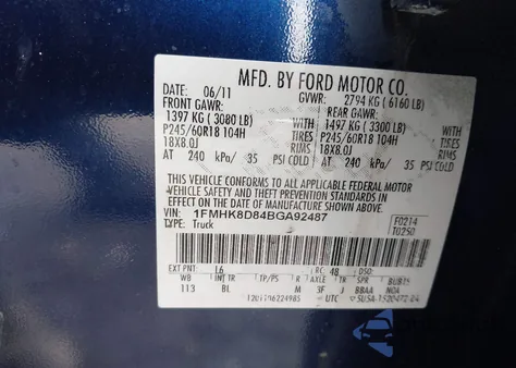 2011 Ford Explorer Xlt z USA, uszkodzony, nr VIN 1FMHK8D84BGA92487